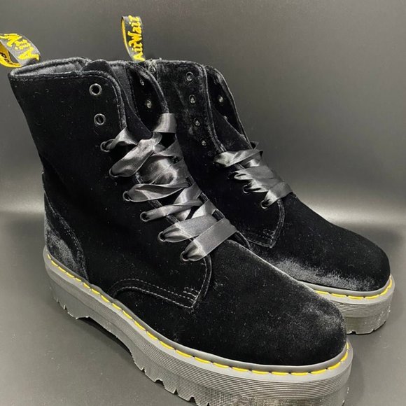 Doc Martens Jadon Velvet Platform Boots black military combat NEW